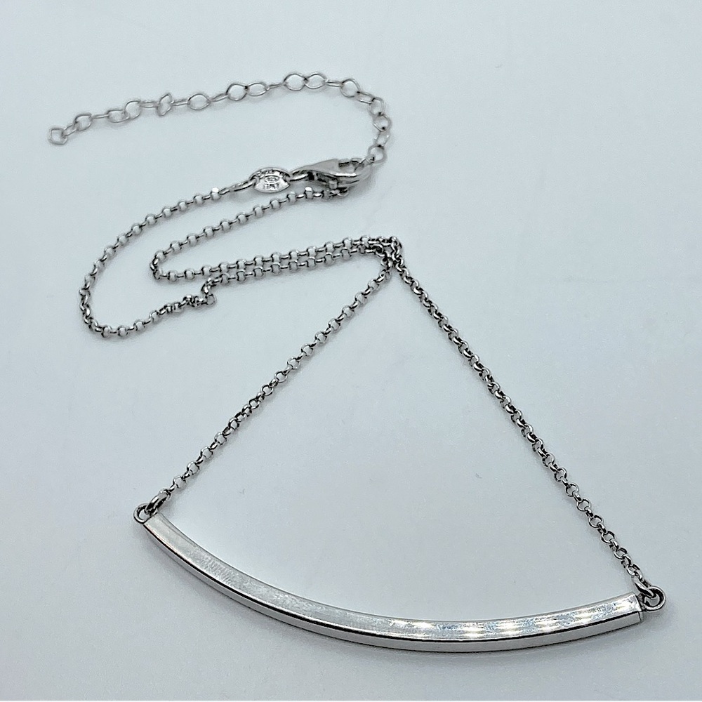 DYADEMA Sterling Silver Minimalist Curved Bar Chain 12” - 15” Adjustable
